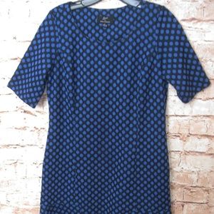 Lennie For Nina Leonard Black Blue Polka Dot Dress